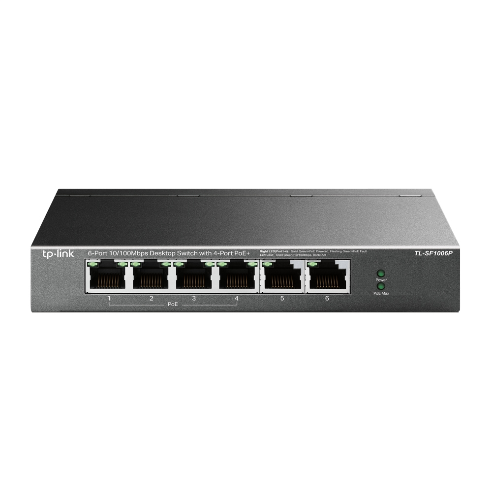 TP-LINK 6port 67w 4port PoE 10/100 Yönetilebilir Switch TL-SF1006P