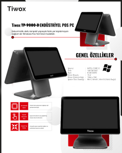 TIWOX 15.6 Dokunmatik (İki Ekranlı)  TP-9000D CORE i5 5.Nesil 8GB RAM- 128GB SSD- FDOS- POS PC