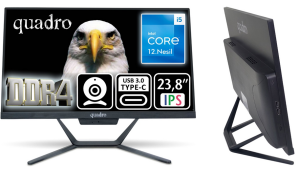 QUADRO 23.8 STARK H224-26850 CORE i5 12450H 8GB RAM- 480GB SSD O/B UHD FDOS
