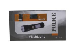 Polıce PS-357 Zoom, Yan Aydınlatma Işıklı,Magnetli ve Kırmızı-Mavi İkaz Işıklı,Şarjlı El Feneri