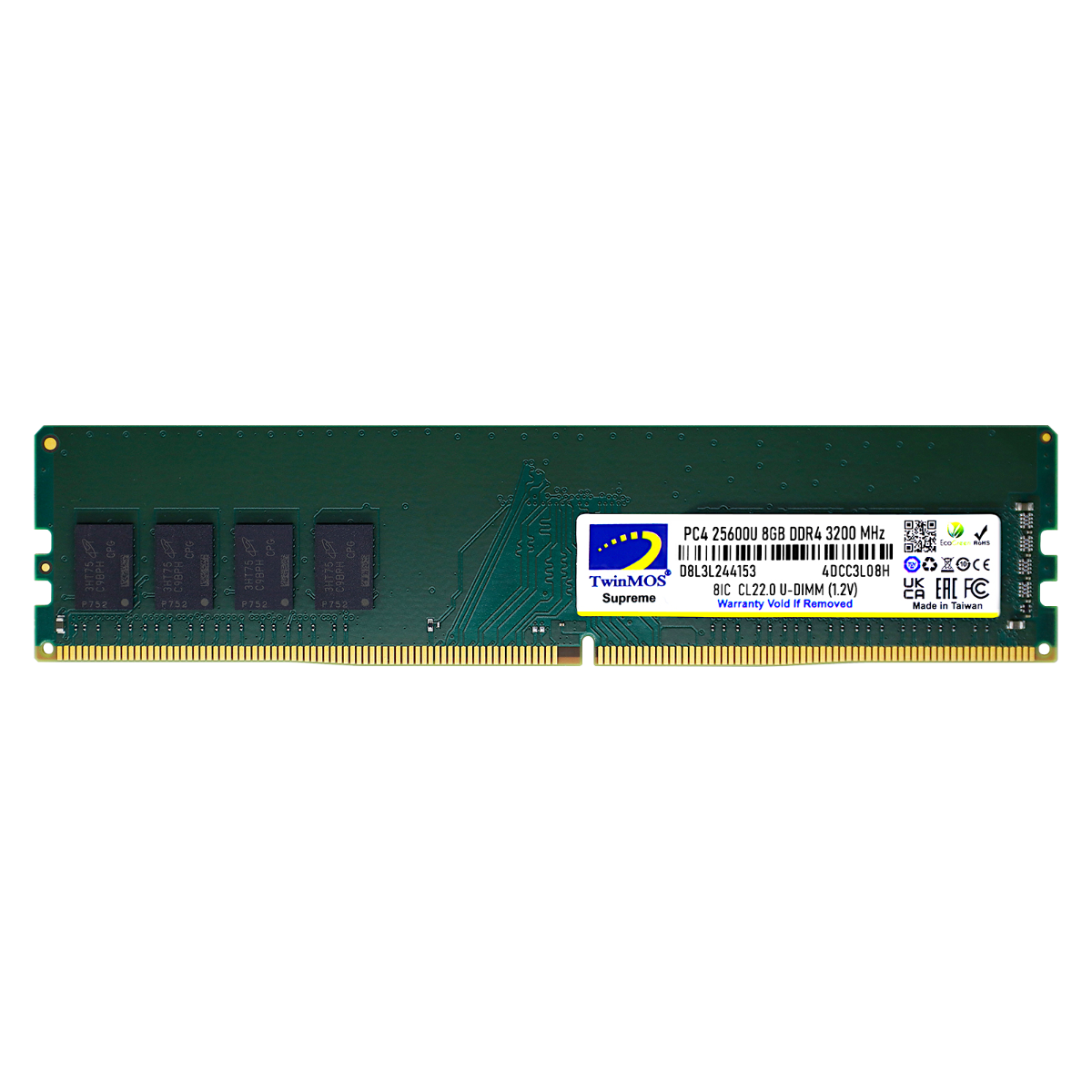 TWINMOS 8GB DDR4 3200MHZ PC RAM VALUE MDD48GB3200D
