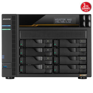 ASUSTOR 8diskli RYZEN V3C14-16GB DDR5 ECC RAM-2-10GbE Nas Server LOCKERSTOR 8 Gen3 AS6808T