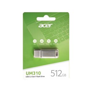Acer 512GB USB3.2 UM310-512GB Metal Flash Bellek (120-100 MB-s) Okuma-Yazma
