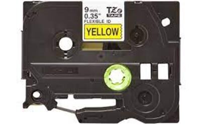 Brother Tze-FX621 9Mm Sarı Üzerine Siyah Esnek Laminasyon Etiket