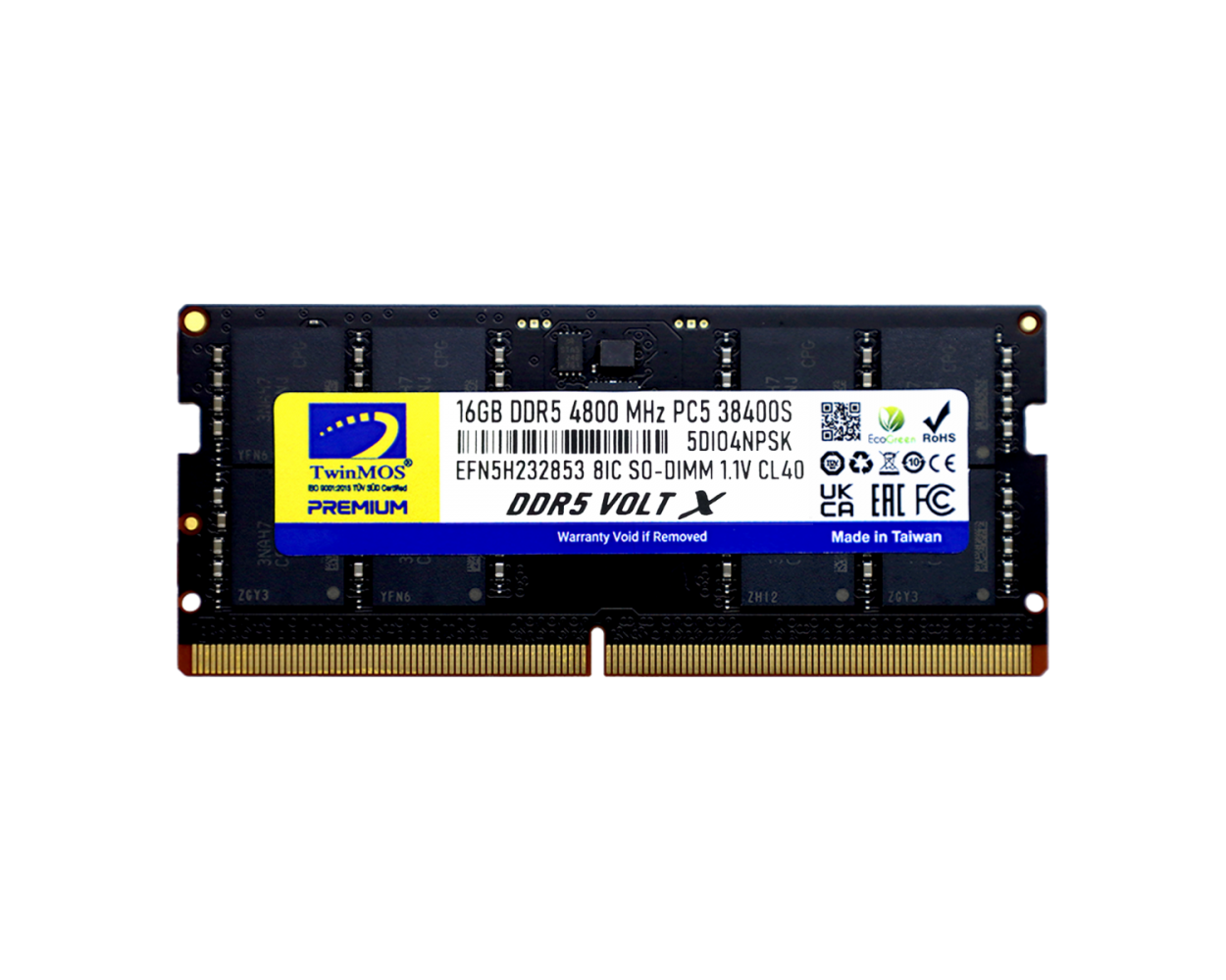 TWINMOS 16GB DDR5 4800MHZ CL40 NOTEBOOK RAM VOLT X TMD516GB4800S40