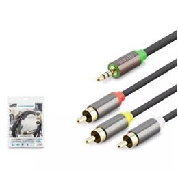 HADRON HDX1064 3.5MM TO 3RCA KABLO 2LINE GOLD 1.5M SİYAH