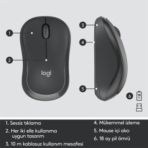 LOGITECH MK295 Kablosuz Q Trk Siyah Klavye - Mouse Set (920-009804)