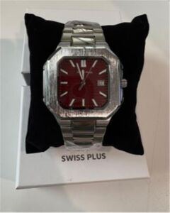 Swiss Plus Man Watch Premium Seri Model-9 RS23146 Bordeaux-Silver
