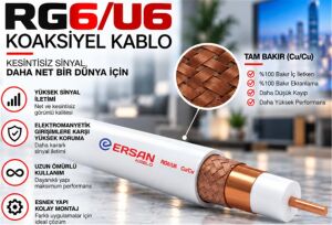 Ersan RG 6-U6 Cu - Cu Class B PVC 500 Metre Beyaz Uydu Kablosu