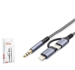 HADRON GJ027 Type-C Lightning 3.5 mm Ses Kablosu Siyah Gri