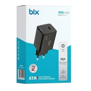 BIX BX1P65G-BK 65W �ARJ ADAPTR (TYPE-C) Siyah PPS ZELL�KL�