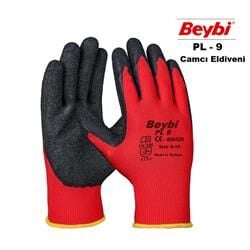 Beybi Nitril Poly PL9 9 Beden Kırmızı Siyah İş Eldiveni 12li Paket Camcı Eldiveni