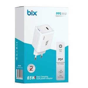 BIX BX1P65G-WE 65W �ARJ ADAPTR (TYPE-C) Beyaz PPS ZELL�KL�