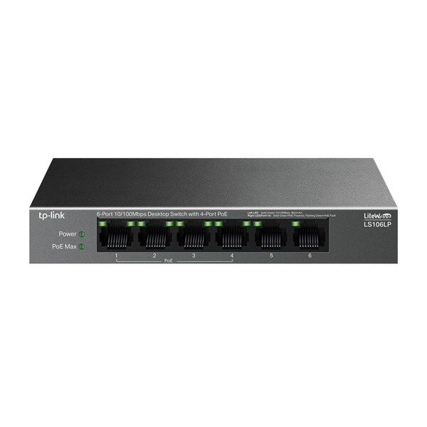 TP-LINK 6port 41w 4port PoE 10/100 Yönetilemez Switch LS106LP