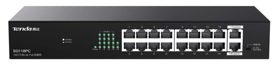 Tenda SG118PC SG118PC 18 Port Gigabit PoE Switch 100-100-1000 167W