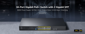 CUDY 16port PoE 200w 2-SFP Gigabit Yönetilemez Switch GS1020PS2