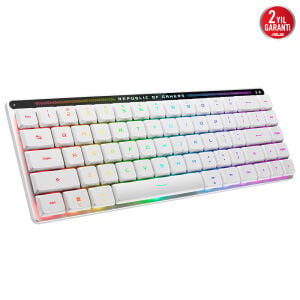 ASUS Stok Adı: Asus ROG Falchion RX Low Profile RGB Kablosuz Mekanik Beyaz Oyuncu Klavyesi / 90MP03EC-BKYA10