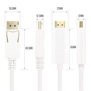 Vcom CG605L-3.0 Beyaz 3.0MT Display Port Erkek To Hdmi Erkek Kablo