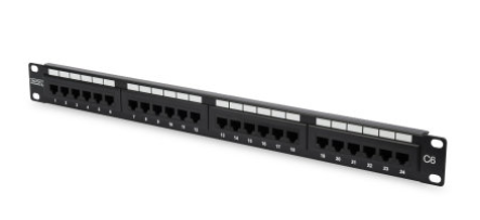 Digitus 19'' 24 Port Cat-6 UTP Patch Panel, 8P8C, 50 μ (Mikron), Altın Kontak, LSA, 1U, Zırhsız