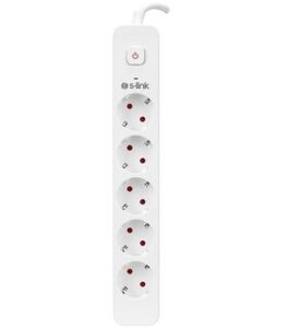 S-link SPG501S 1.5m 1.5mm 100 yüzde Bakır 750 Joule 5 li Anahtarlı Akım Korumalı Priz