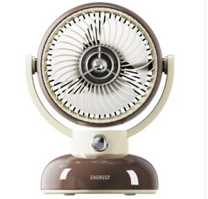 Everest EFN12 Kahve 1200mAh 3 Hız Kademe Led Işıklı Retro Masaüstü Usb Fan