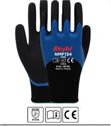 Beybi NMF134 10Beden 12li Double Mikro Köpük 3-4 Nitril Kaplı Polyester Örgü Eldiven