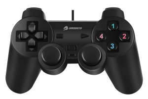 GAMEBOOSTER GB-J18 USB Kablolu Oyun Kolu, Çift Titreşim Motorlu, Ergonomik Siyah Tasarım, PC ve PS3 Uyumlu Gamepad