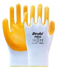 Beybi Nitril PMK PN10 9 Beden 12li Paket Polyester Örme Nitril Eldiven (4141A) Nitril 1-2 Kaplama