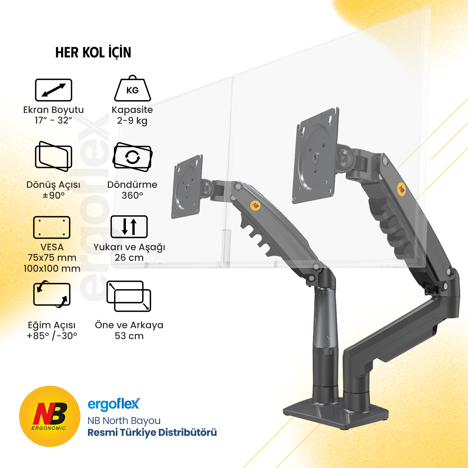 NORTH 27  NB-F160 Amortisrl 2-kollu Monitr Ask� Aparat�