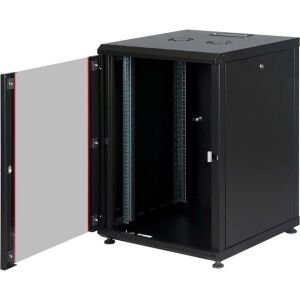 AGER 16U 600x800mm Dikili Tip Siyah Kabinet Agena AG-AN16U6080S1 Cam Kapak