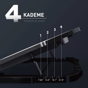 GAMEBOOSTER 15.6 GB-NS04 Wind Fan Hız Ayarlı, Yükseklik Kademeli, Mavi LED Aydınlatmalı, 2x USB Hub Portlu Notebook Soğutucu