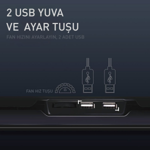 GAMEBOOSTER 15.6 GB-NS04 Wind Fan Hız Ayarlı, Yükseklik Kademeli, Mavi LED Aydınlatmalı, 2x USB Hub Portlu Notebook Soğutucu