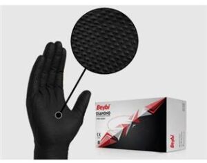 Beybi Diamond L Beden Pudrasız Kalın Siyah Nitril Eldiven Large (Kutuda 100 Adet)