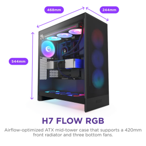 NZXT H7 FLOW 2024 CM-H72FB-R1 RGB Gaming EATX PC Kasası