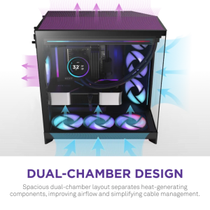 NZXT H9 FLOW RGB 2025 CM-H92FB-R1 Dual Chamber Gaming EATX PC Kasası