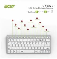 Acer OKR220 Beyaz MultiDevice Dual Mode 2.4GHZ Bluetooth Klavye (Smart Tv)(Android)