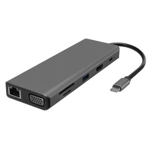 Hytech HY-USBC32 4K-2K Ultra HD Gri Metal 5x USB2.0-USB3.0 100M RJ45 PD, TypeC Data, ö