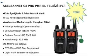 Aselsan ASN-M446-1000 G5 PRO PMR 2 li El Telsizi + Kulaklık
