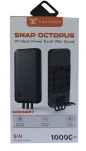 SnapMax SNP-3007 10.000 mah Siyah Vantuzlu Kablosuz ve 3in1 Kablolu Powerbank