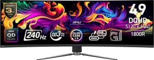 MSI 49 MPG 491CQPX QD-OLED 0.03MS 240HZ HDMI-DP Kavisli Gaming Monitör 5120x1440