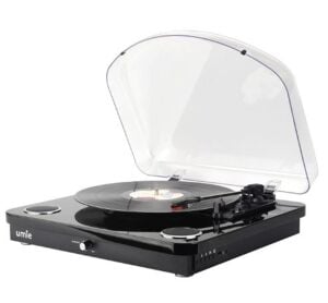 UMİE Bemol Siyah Piano Kaplama 10W BT İN, BT OUT, RCA, USB Özellikli Nostaljik Pikap