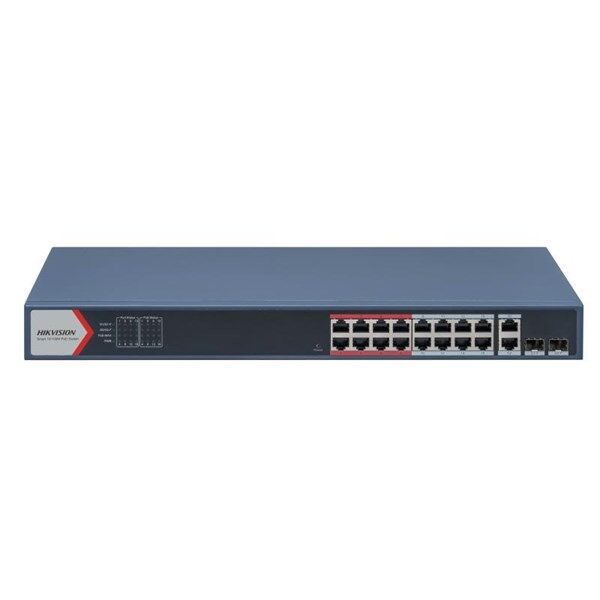 HIKVISION 16port PoE 230w  2-SFP 10/100 Yönetilebilir Switch DS-3E1318P-EI