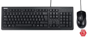Asus U2000 Q Türkçe 1000DPI USB Siyah Kablolu Klavye Mouse Set - U2000-KBM-TR-Q