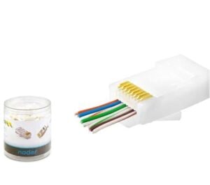 NODAR ND2406 CAT6 EZ RJ45 Konnektör 100 Adet Plastik Kutu - Beyaz