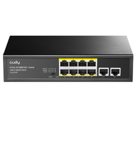 CUDY 8port PoE 120w 2-Uplink 10/100 Yönetilemez Switch FS1010P