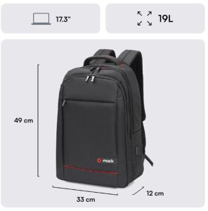 Mack MCC-007 17.3 Office USB Girişli Notebook Sırt Çantası Siyah (Dahili USB Şarj Portu)