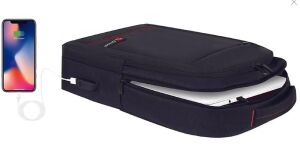 Mack MCC-007 17.3 Office USB Girişli Notebook Sırt Çantası Siyah (Dahili USB Şarj Portu)