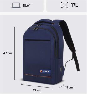 Mack MCC-006BL 15.6 Office USB Girişli Notebook Sırt Çantası Lacivert (Dahili USB Şarj Portu)