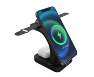 S-link SW-CWF130 Siyah Telefon Kulaklık Akıllı Saat 15W 3 in 1 Magsafe Led Logo Kablosuz Şarj Cihazı