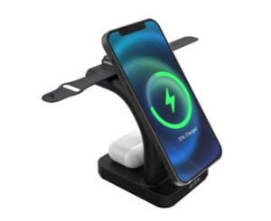 S-link SW-CWF130 Siyah Telefon Kulaklık Akıllı Saat 15W 3 in 1 Magsafe Led Logo Kablosuz Şarj Cihazı